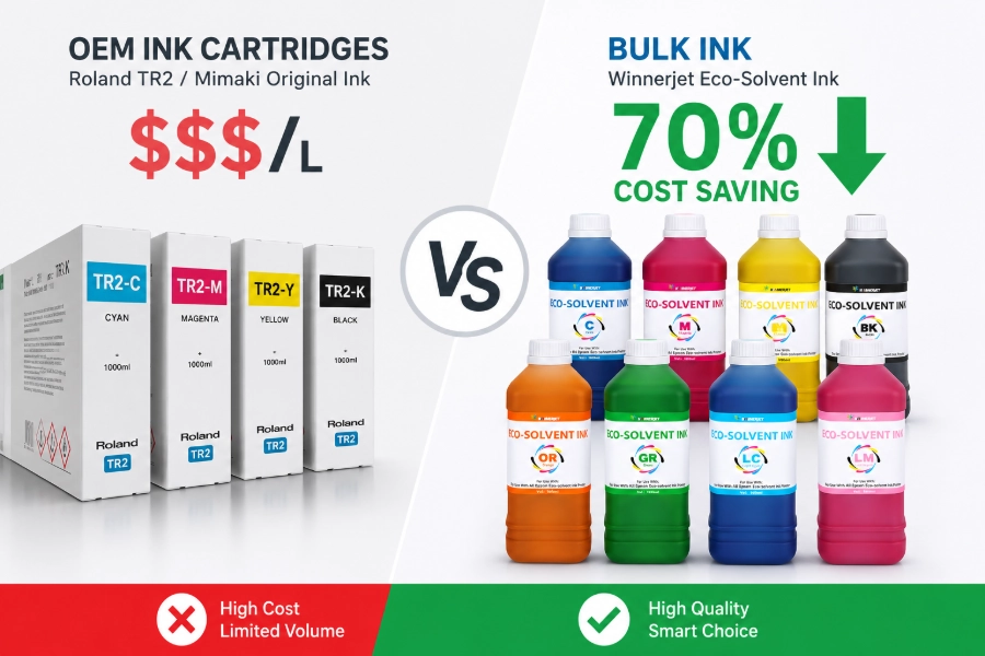 Best eco solvent ink cost comparison OEM vs third party bulk ink