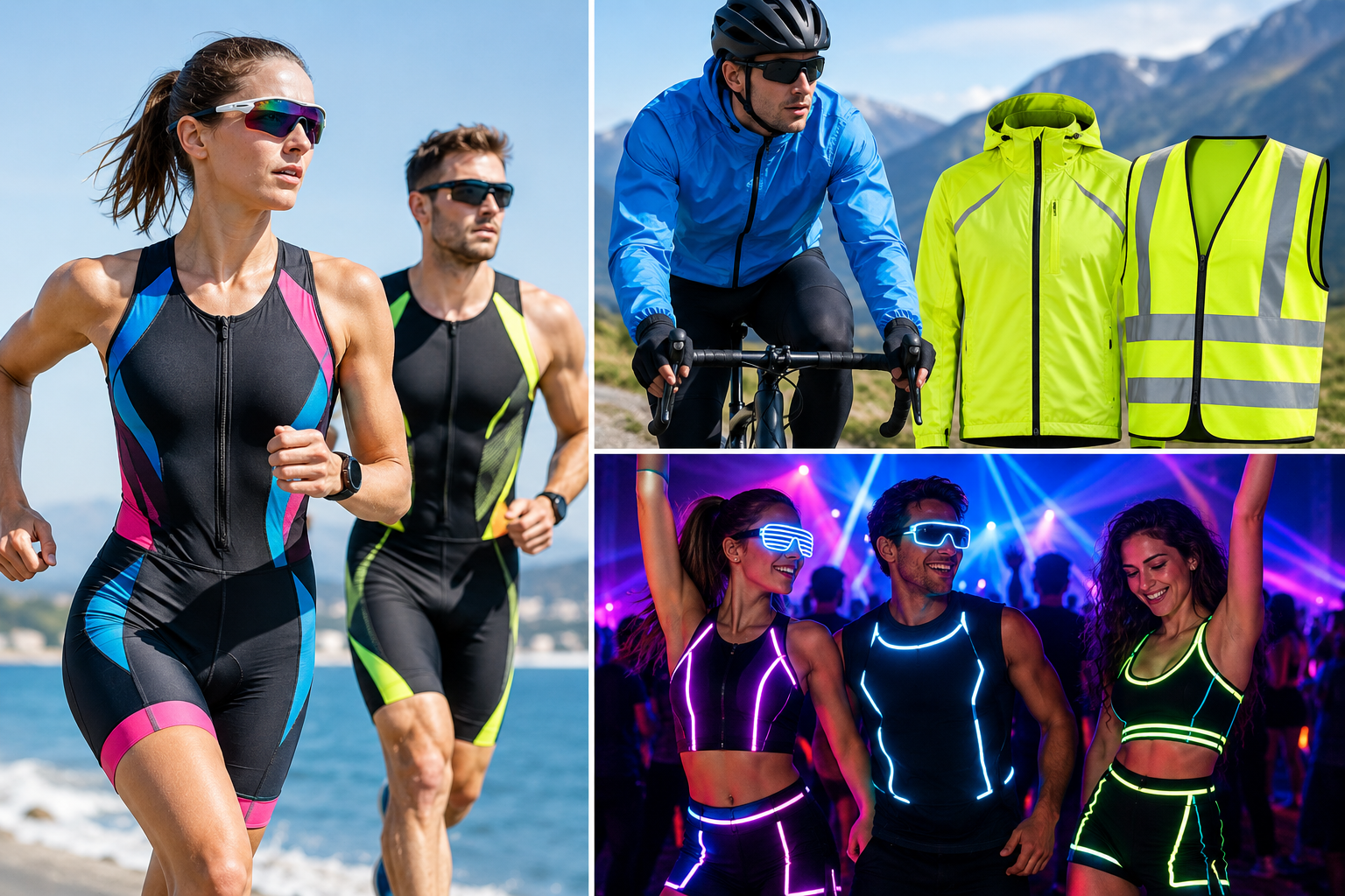 High-visibility sportswear and safety apparel printed with fluorescent sublimation ink