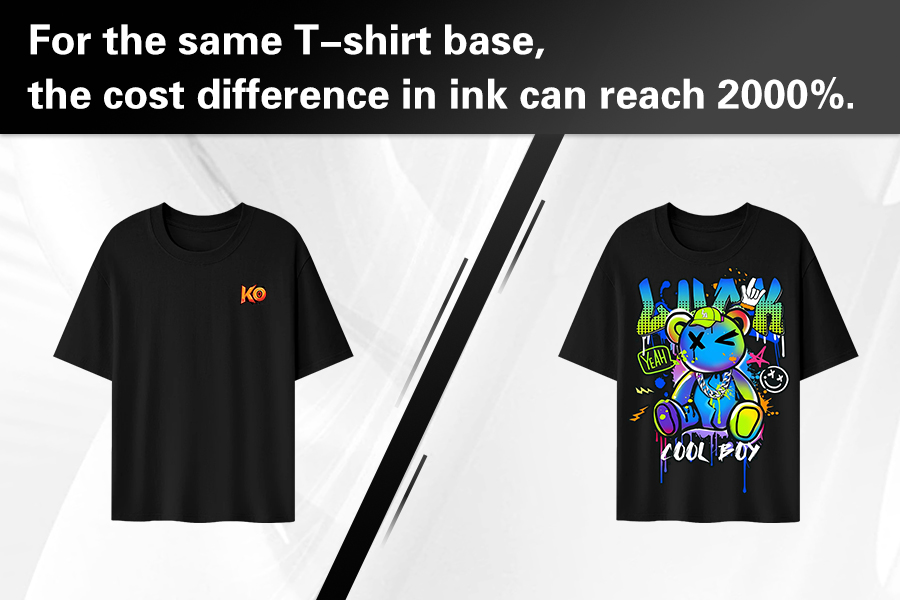 DTG printing ink cost comparison chart