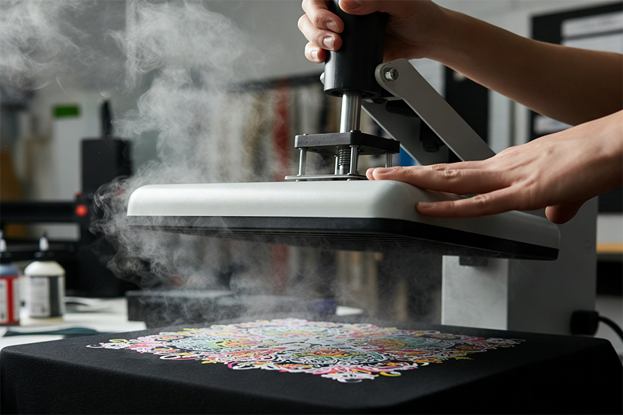 How to hover cure DTG ink demonstrating the 10mm gap and steam evaporation technique