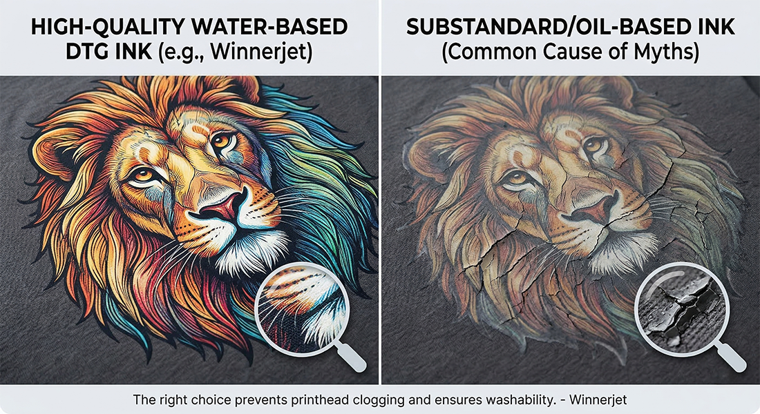 dtg water based ink vs oil based ink printing results comparison on cotton fabric