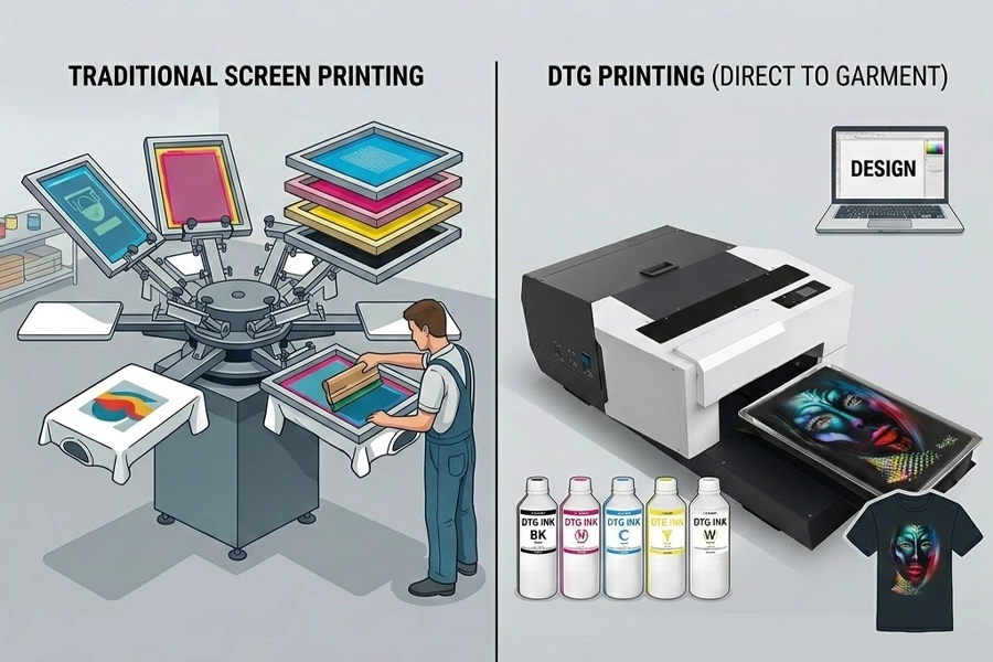 DTG Over Screen Printing