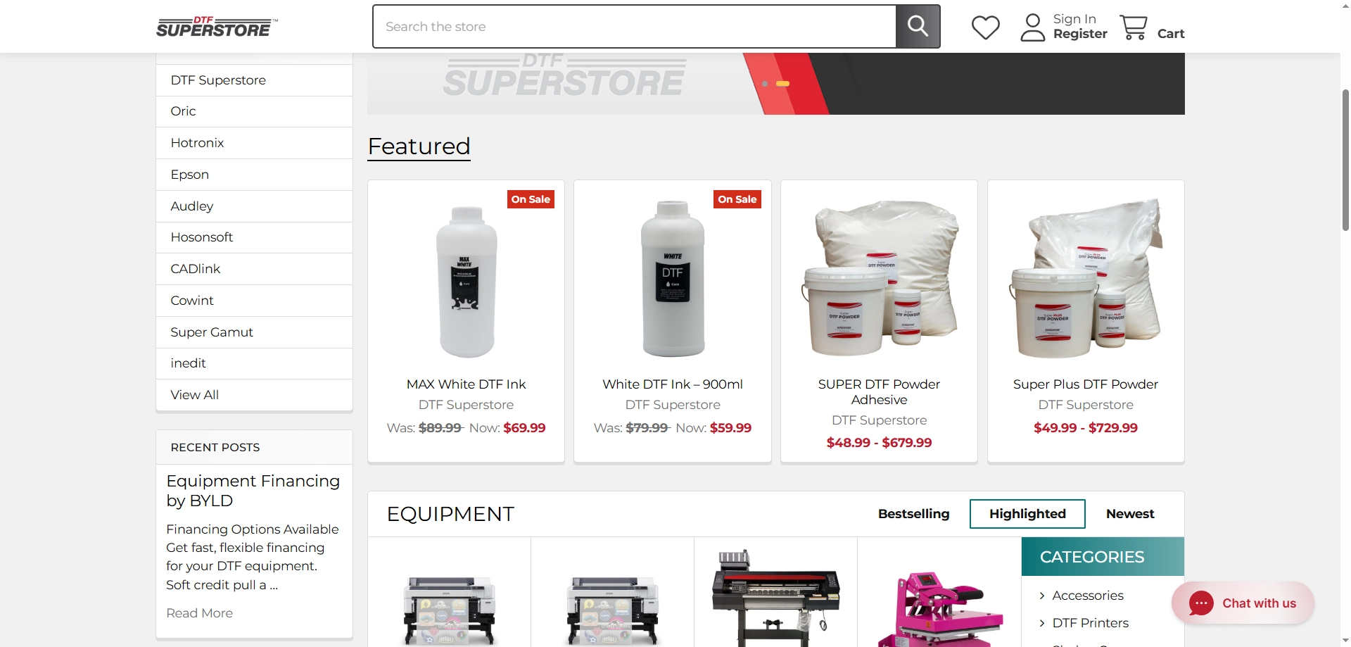 DTF Superstore dtf powder and film manufacturer