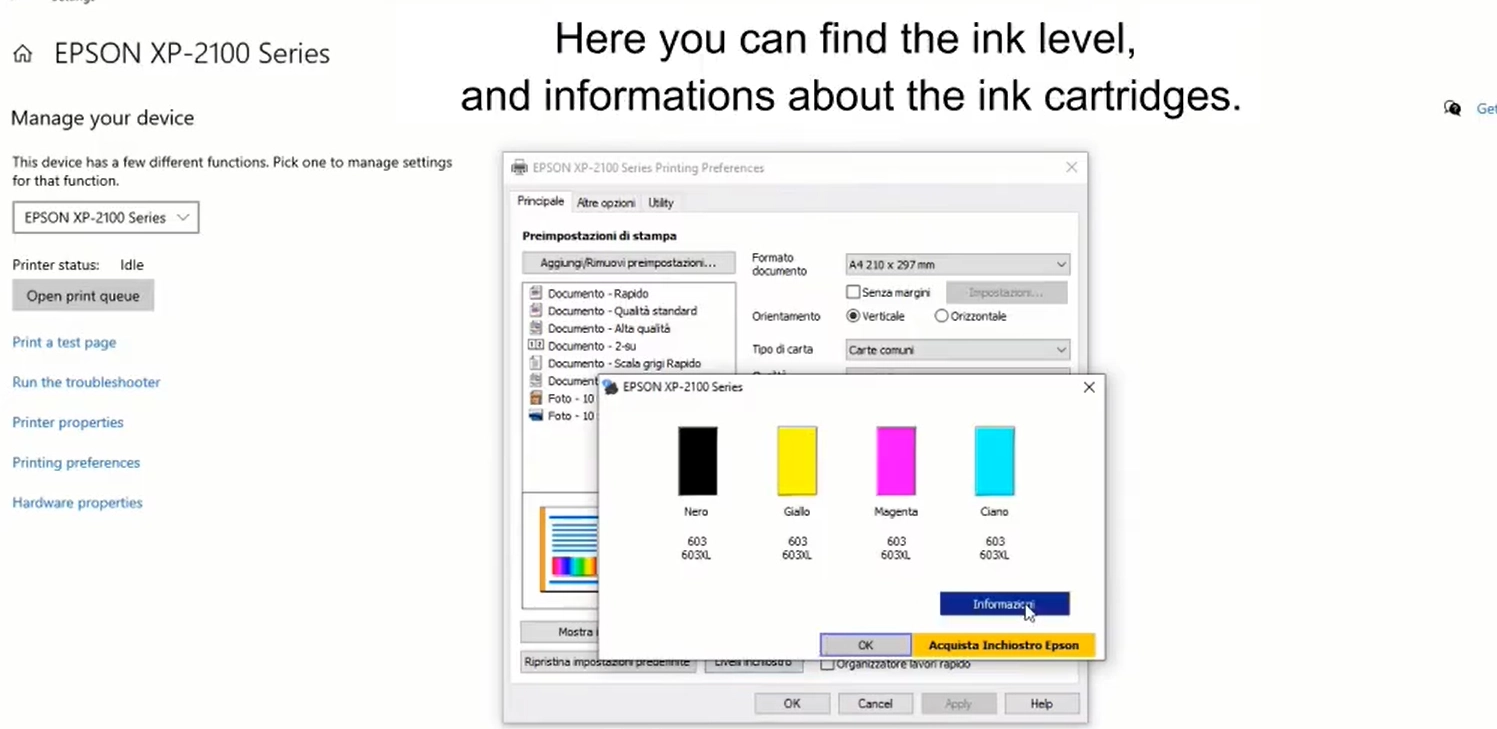 find the ink level